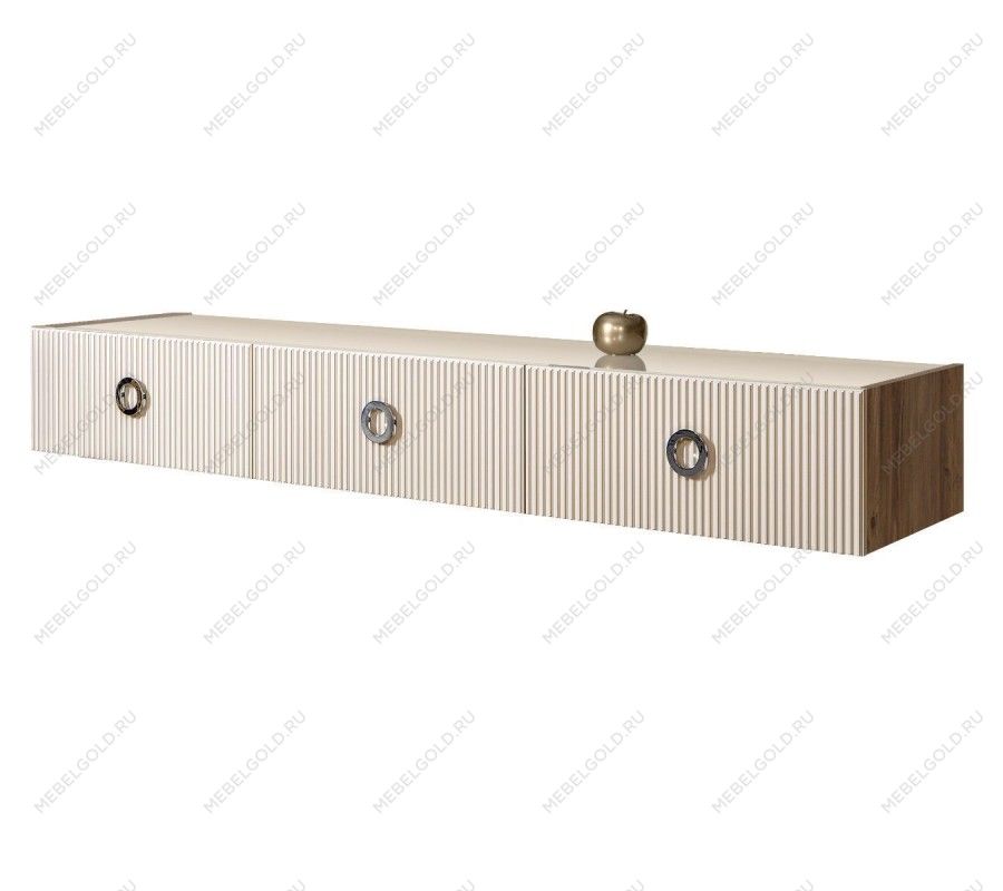 Тумба телевизионная 2.1м Bogemia Woodline Fly Fi (Слоновая кость) (Lakobel/Хром) БМТ-2