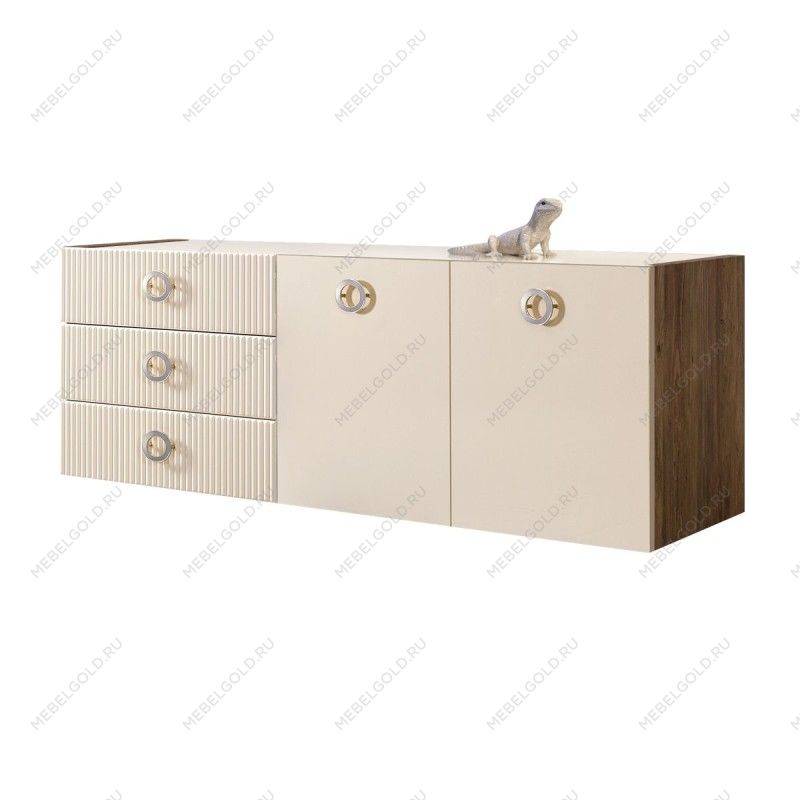 Комод 1.6м Bogemia Woodline Fly Fi (Слоновая кость) (Lakobel/Хром) БМКМ-4