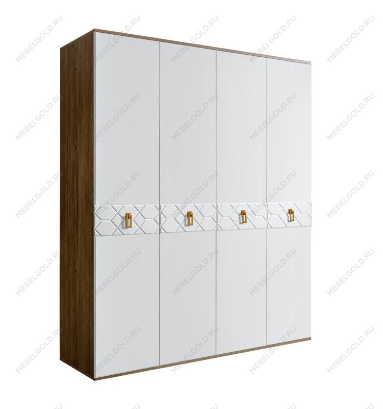 Шкаф 4-х дверный Bogemia Woodline Fa (Белый/Золото) БМШ2/4