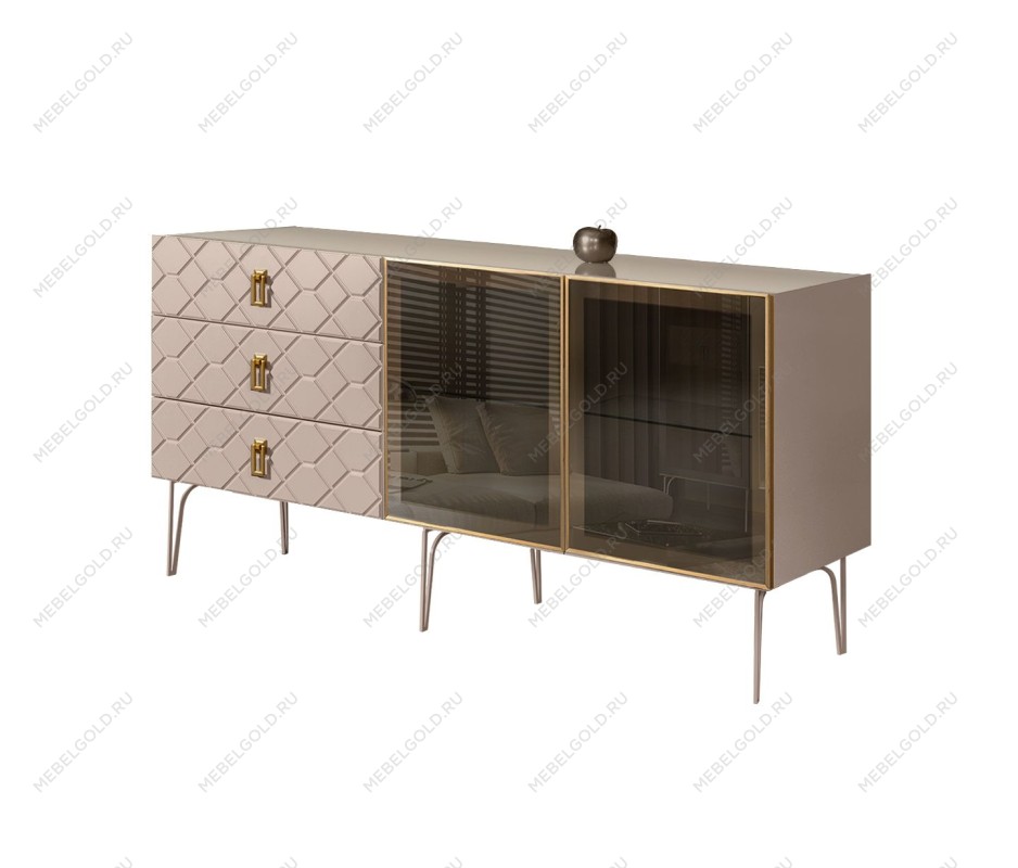 Комод 1.6м Bogemia Farfalle (Мокка) (Lakobel/Золото) БМКМ-4(Fa)[5]
