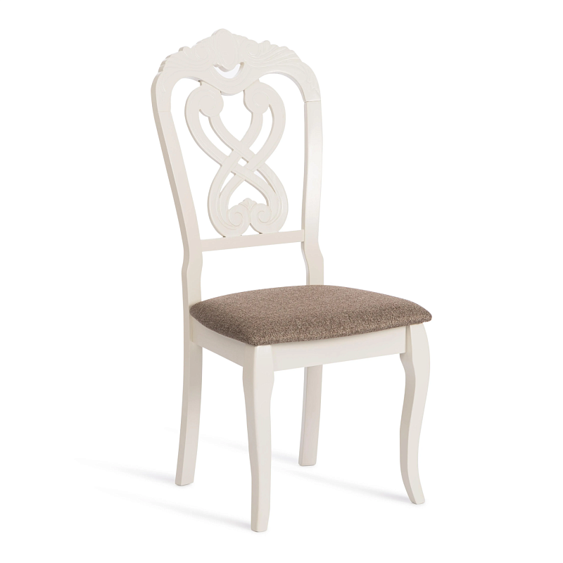 Стул -Андромеда/Andromeda, дерево гевея, 47х55,5х107 см, Ivory white, ткань коричневая S168-7