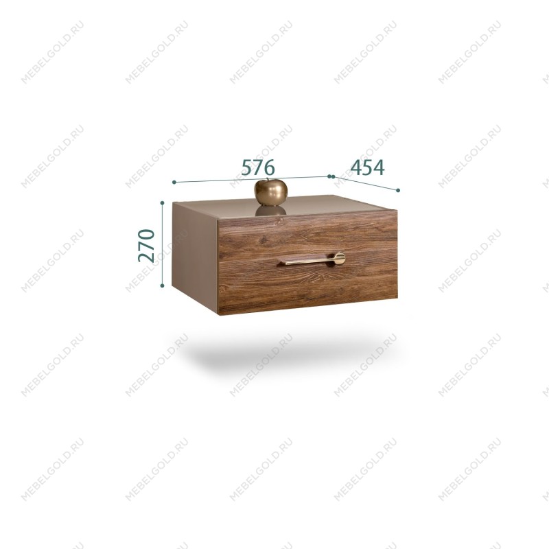 Тумба прикроватная Bogemia Fly Wood Wo (Мокка) (Lakobel/Золото) БМТП-1