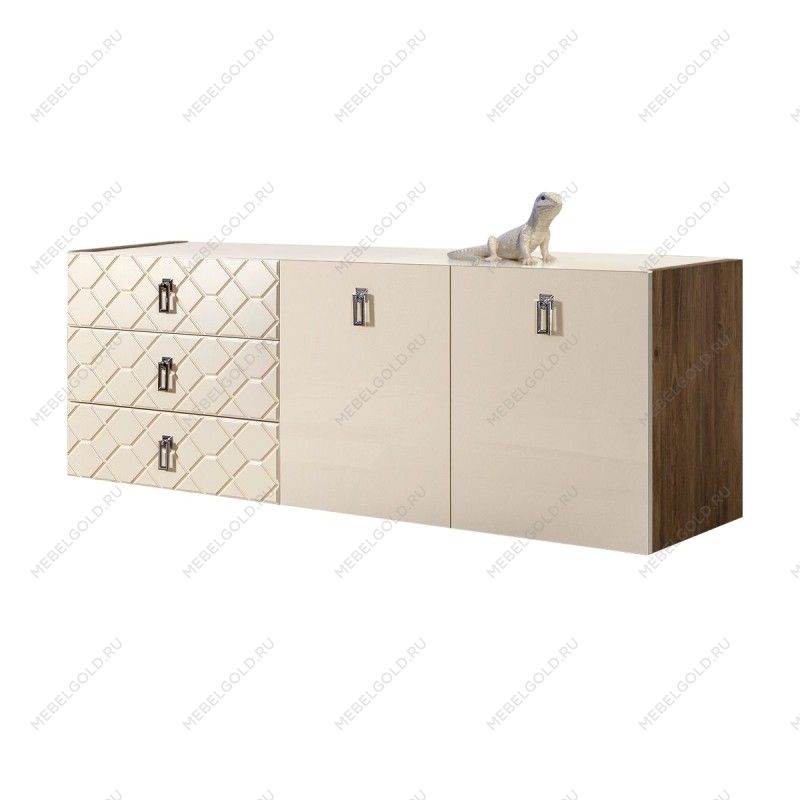 Комод 1.6м Bogemia Woodline Fly Fa (Слоновая кость) (Lakobel/Хром) БМКМ-4