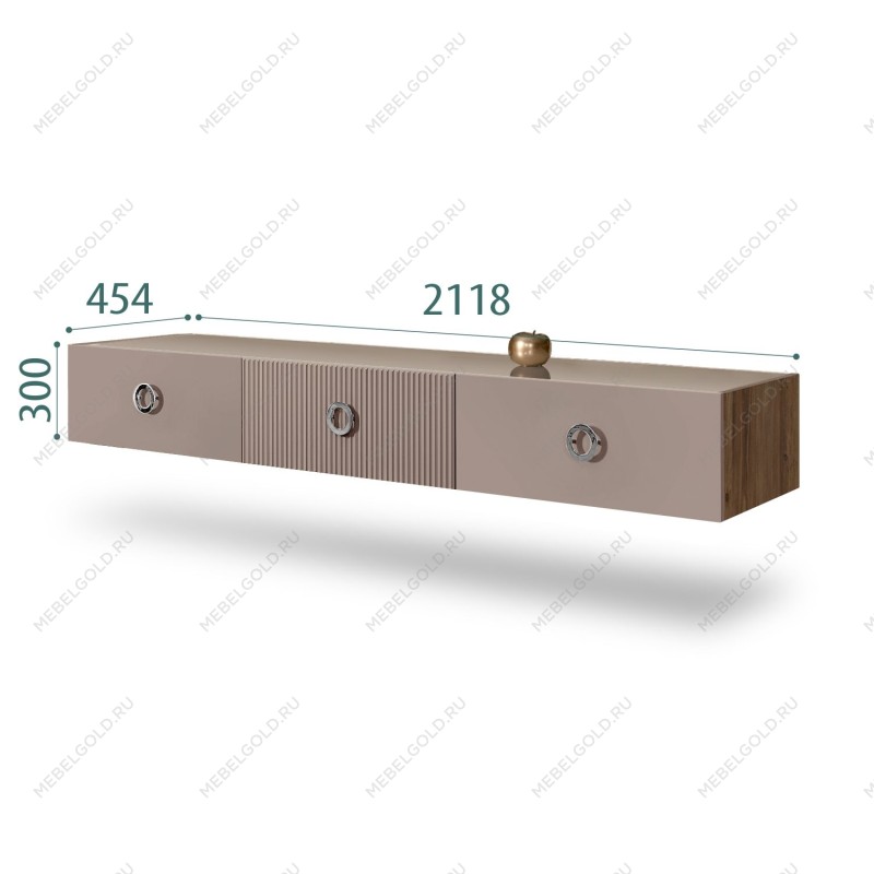 Тумба телевизионная 2.1м Bogemia Woodline Fly Fi (Мокка) (Lakobel/Хром) БМТ-2[10]