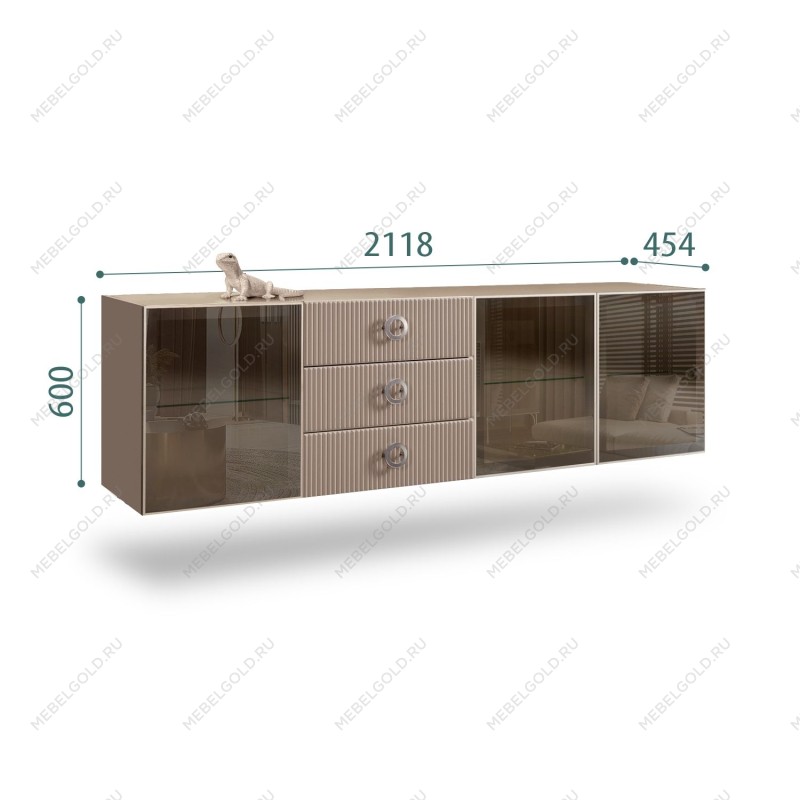 Комод 2.1м Bogemia Woodline Fly Fi (Мокка) (Lakobel/Хром) БМКМ-5[5]