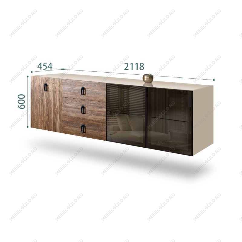 Комод 2.1м Bogemia Fly Wood Fa (Ваниль) (Lakobel/Черный) БМКМ-5[5][10]