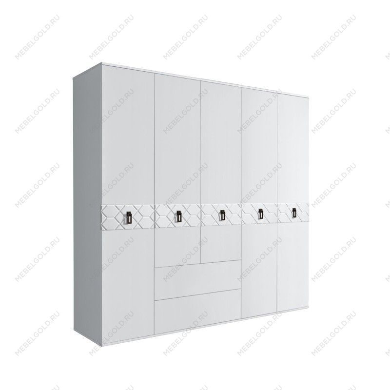 Шкаф 5-ти дверный с ящиками, Bogemia Farfalle (Белый/Черный) БМШ2/51(Fa)