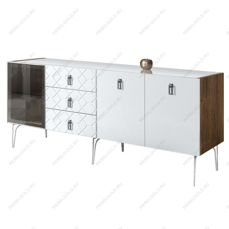 Комод 2.1м Bogemia Woodline Fa (Белый) (Lakobel/Хром) БМКМ-5[4]