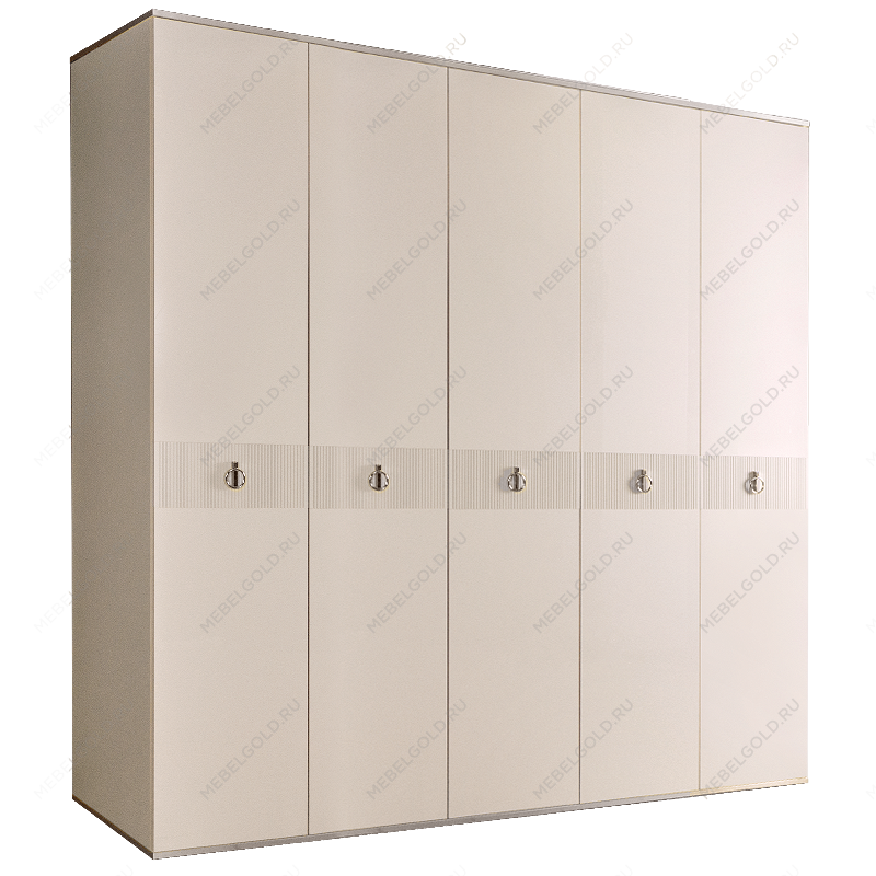 Шкаф 5-ти дверный Римини СОЛО (Слоновая кость/Серебро) РМШ2/5(s)