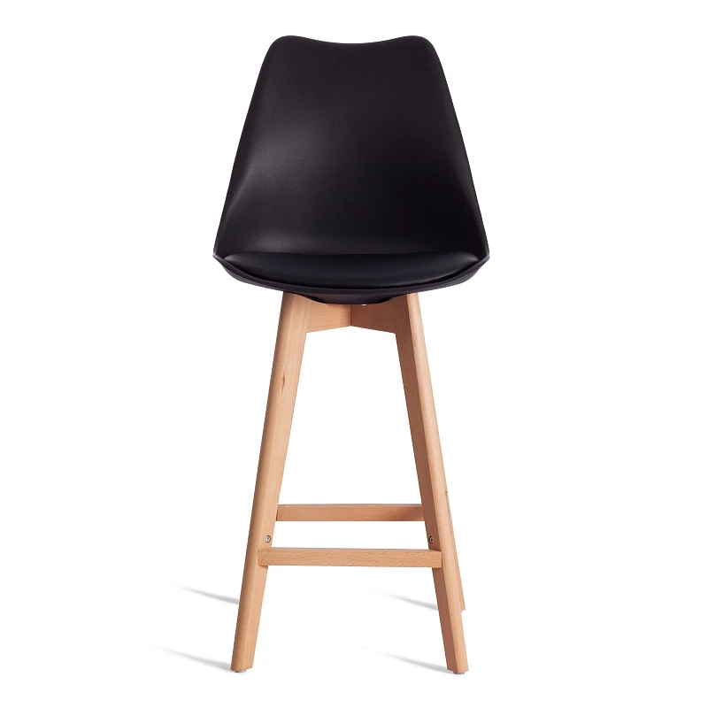 Стул барный TULIP BAR (mod. C1014H-1), пластик/дерево, 42 х 47,5 х 104 см, Black (Черный) 3010/ натуральный | изображение 4