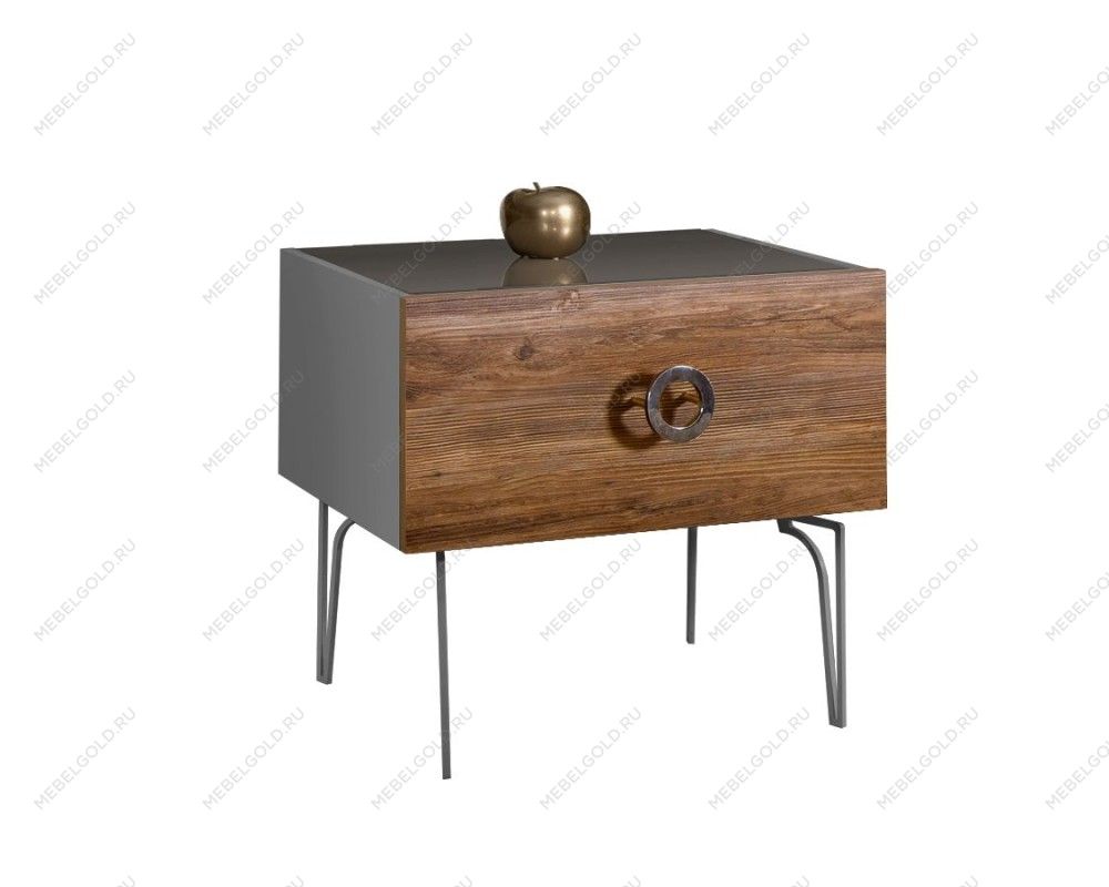 Тумба прикроватная Bogemia Wood Fi (Серый) (Lakobel/Хром) БМТП-1(Wo)