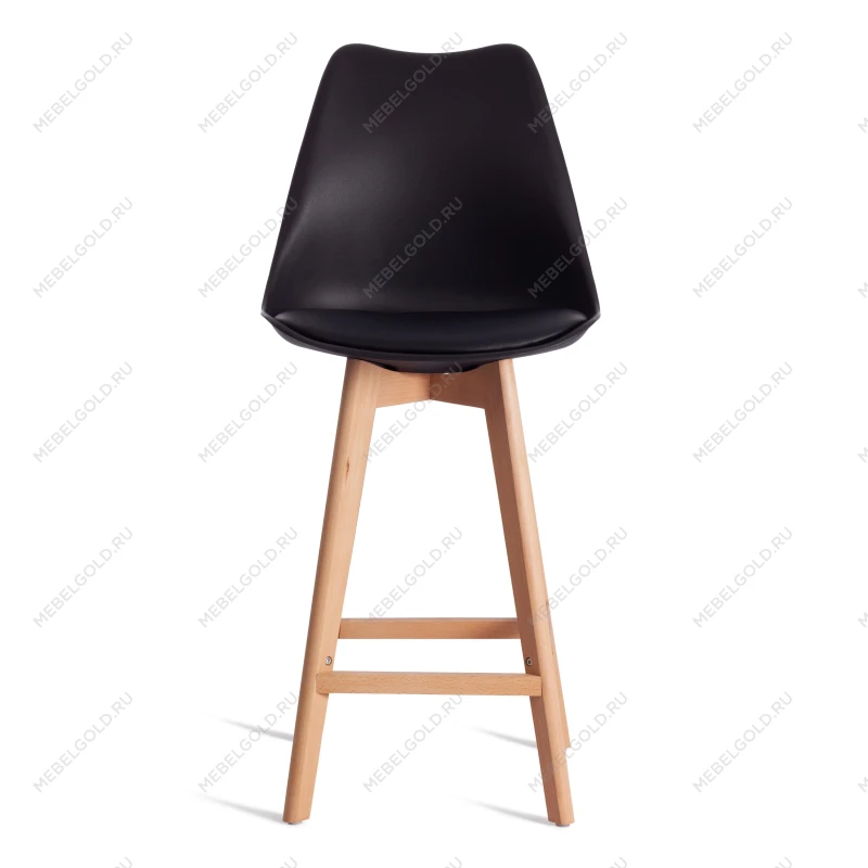 Стул барный TULIP BAR (mod. C1014H-1)/1 шт. в упаковке, пластик/дерево, 42 х 47,5 х 104 см, Black (Черный) 3010/ натуральный | изображение 4