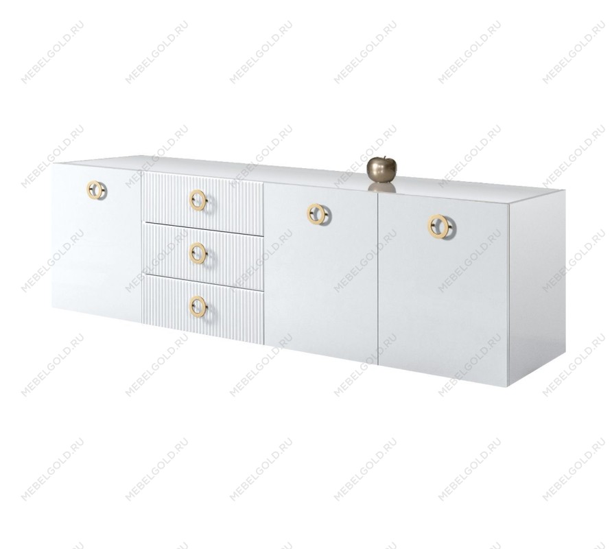 Комод 2.1м Bogemia Fly Fillini (Белый) (Lakobel/Золото) БМКМ-5
