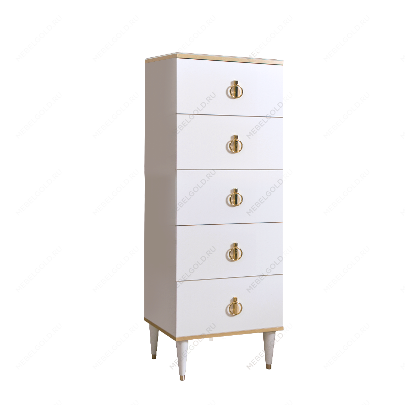 Комод узкий Римини (Белый/Золото) РМКМ-2