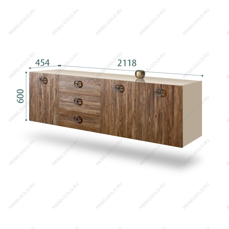 Комод 2.1м Bogemia Fly Wood Fi (Ваниль) (Lakobel/Хром) БМКМ-5