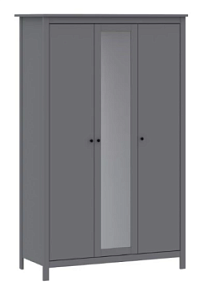 САГА шкаф 3 двери с зеркалом серый