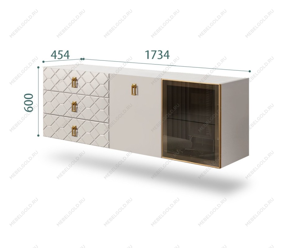 Комод 1.6м Bogemia Fly Farfalle (Шелк) (Novabuk/Золото) БМКМ-4[5][10]