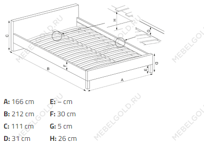 Кровать Halmar GORASHI (серый/орех) 160/200 | изображение 2