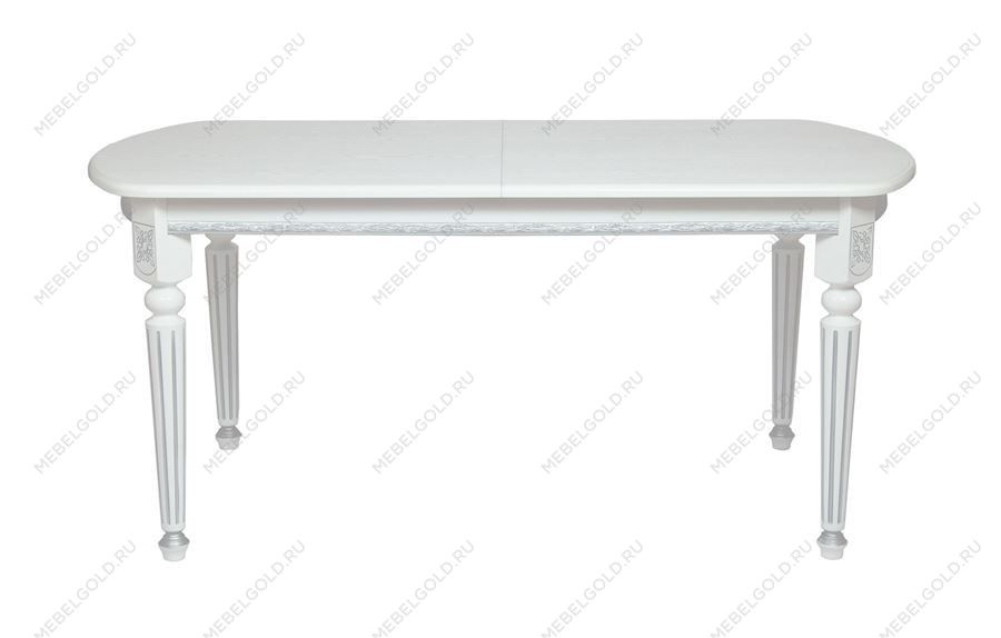 Стол овальный Милорд-170 (90х170х220/белый/патина серебро) | изображение 1