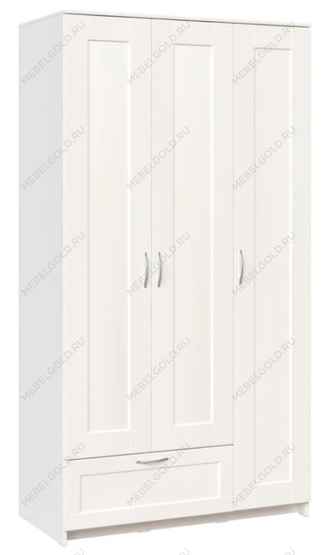 Шкаф Сириус, 3 двери и 1 ящик, 117х59х220 см, белый