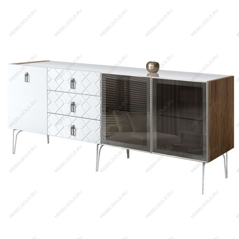 Комод 2.1м Bogemia Woodline Fa (Белый) (Lakobel/Хром) БМКМ-5[5][10]