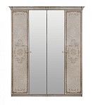 Шкаф Патрисия 4-дверный (2+2) с зеркалом крем корень глянец | изображение 1