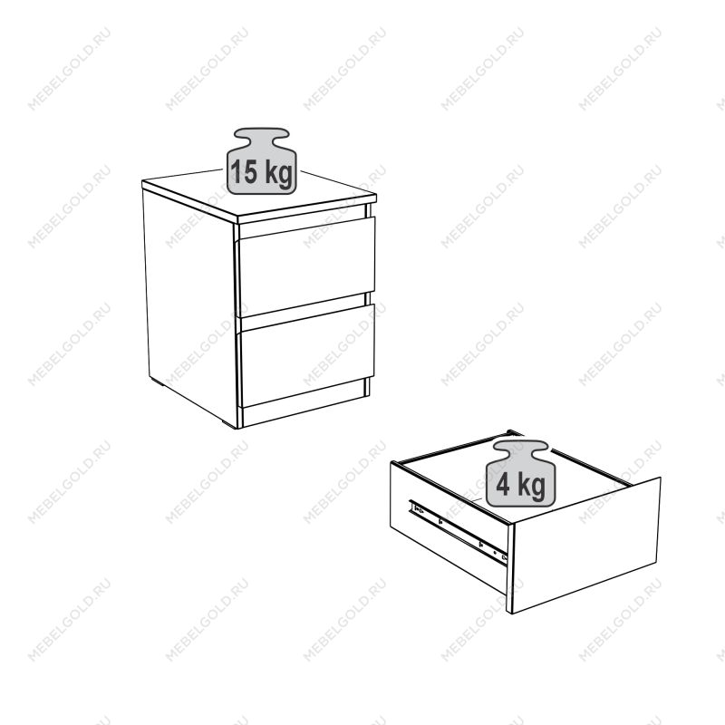 МАЛЬТА тумба ИКЕА / IKEA 2 ящика 40х54 сонома | изображение 4