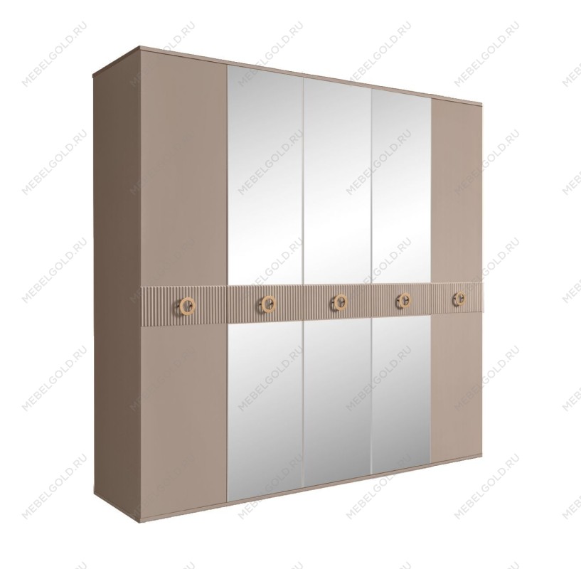 Шкаф 5-ти дв. с зеркалами Bogemia Fillini (Мокка/Золото) БМШ1/5(Fi)