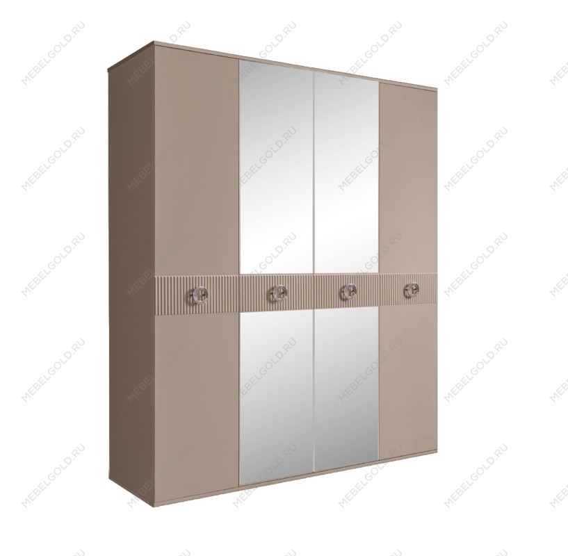 Шкаф 4-х дв. с зеркалами Bogemia Fillini (Мокка/Хром) БМШ1/4(Fi)