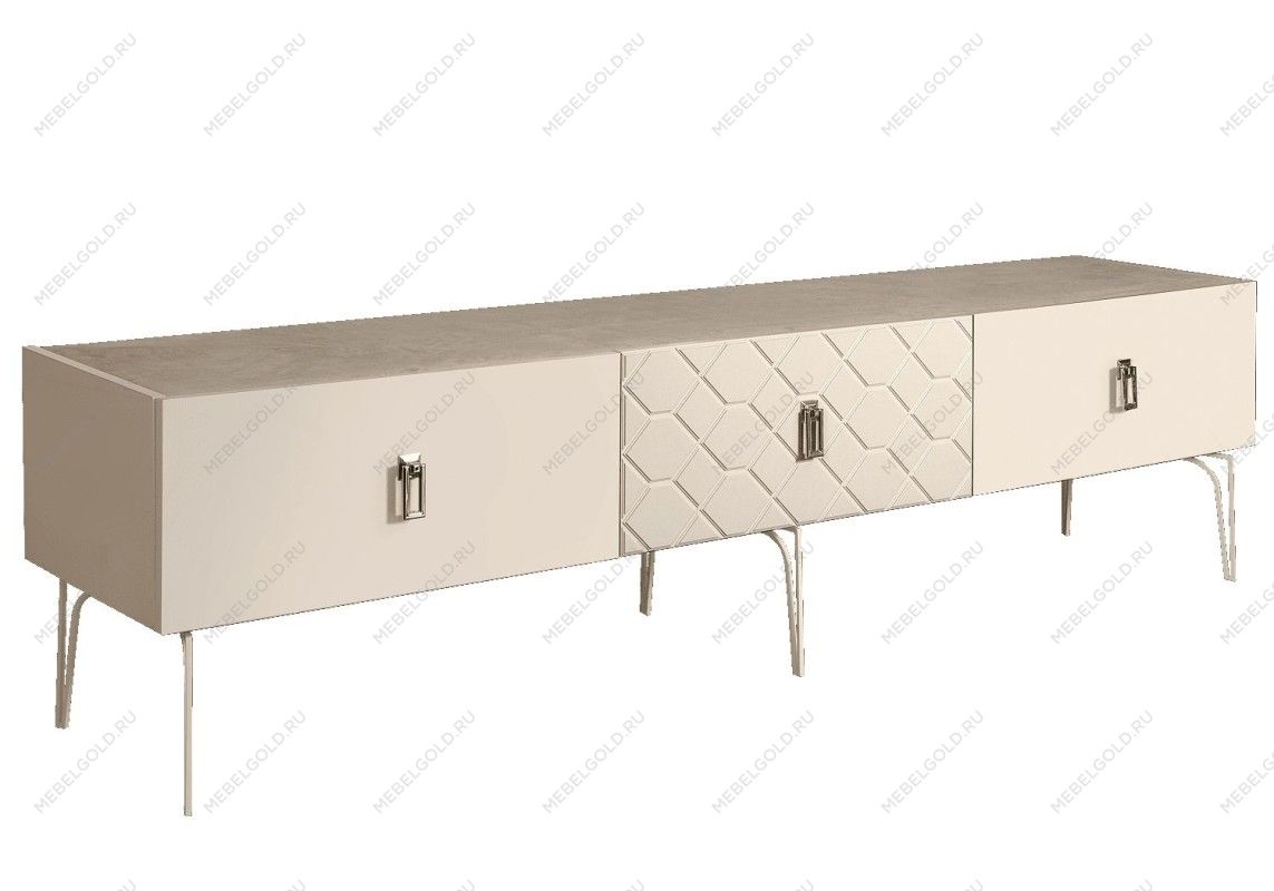 Тумба под телевизор 2.1м Bogemia Farfalle (Слоновая кость) (Novabuk/Хром) БМТ-2(Fa)[10]