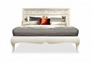 Кровать Соната с декором (низкое изножье), без основания, без матраса, (1400х2000), белая эмаль с темной патиной