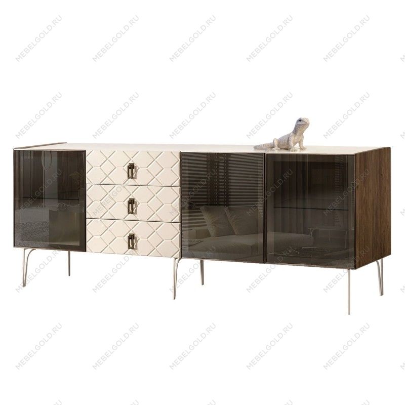 Комод 2.1м Bogemia Woodline Fa (Слоновая кость) (Lakobel/Черный) БМКМ-5[5]