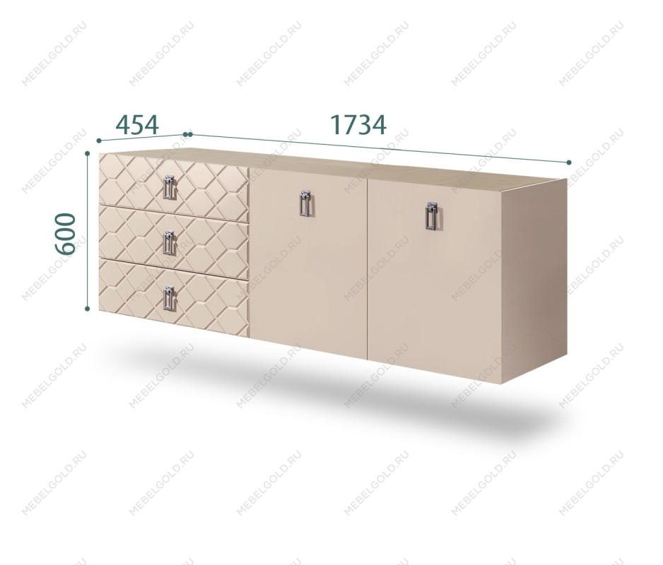 Комод 1.6м Bogemia Fly Farfalle (Ваниль) (Novabuk/Хром) БМКМ-4