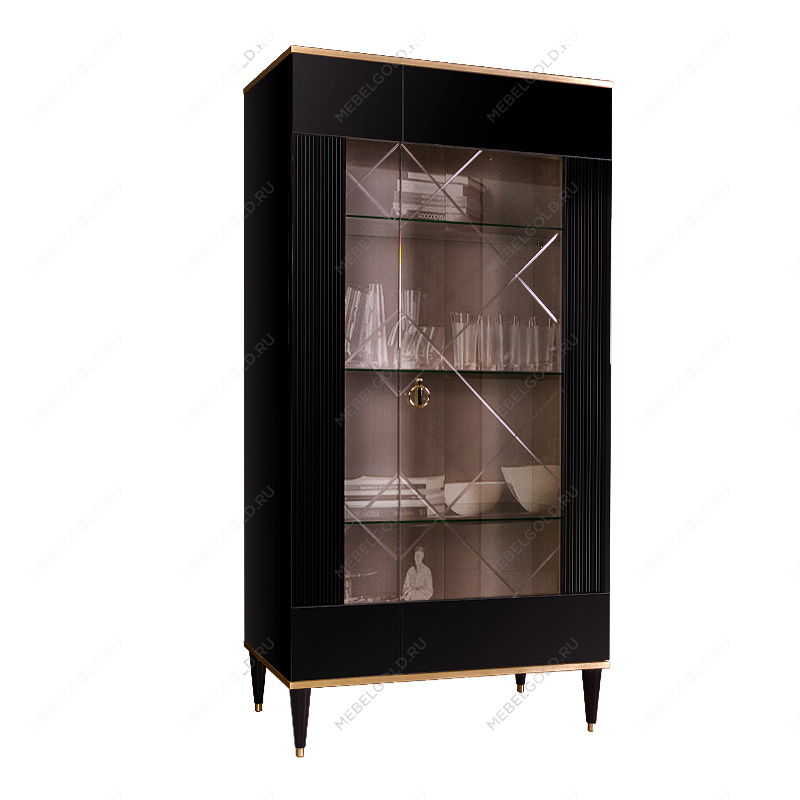 Витрина 2-ств. Римини СОЛО (Черный/Золото) (Правая) РМВ2-2С(s)