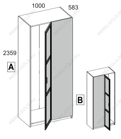 Шкаф угловой ПАКС (PAX) 100/56, белый | изображение 2