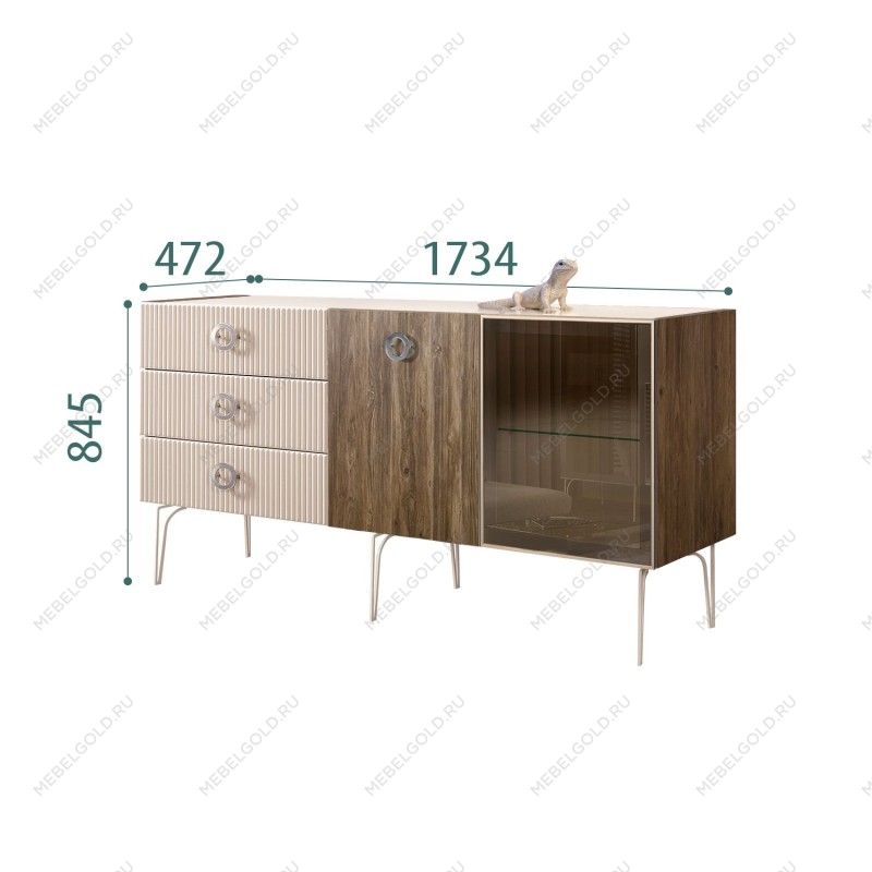 Комод 1.6м Bogemia Woodline Wood Fi (Ваниль) (Lakobel/Хром) БМКМ-4[5][10]