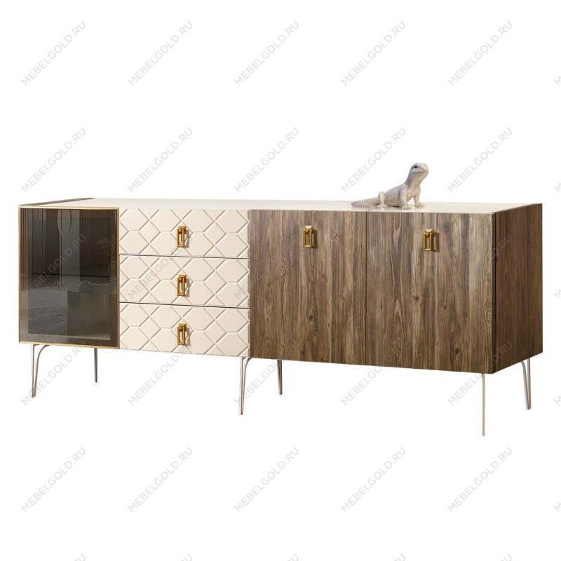 Комод 2.1м Bogemia Woodline Wood Fa (Слоновая кость) (Lakobel/Золото) БМКМ-5[4]