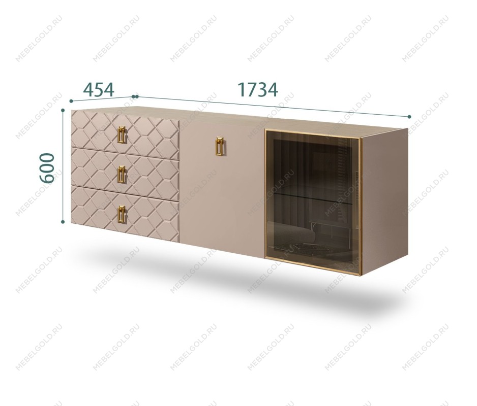Комод 1.6м Bogemia Fly Farfalle (Мокка) (Novabuk/Золото) БМКМ-4[5][10]