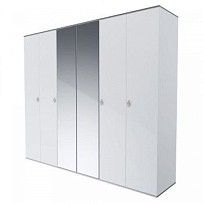 Шкаф 6-ти дверный с зеркалом Римини (Белый/Серебро) РМШ1/6