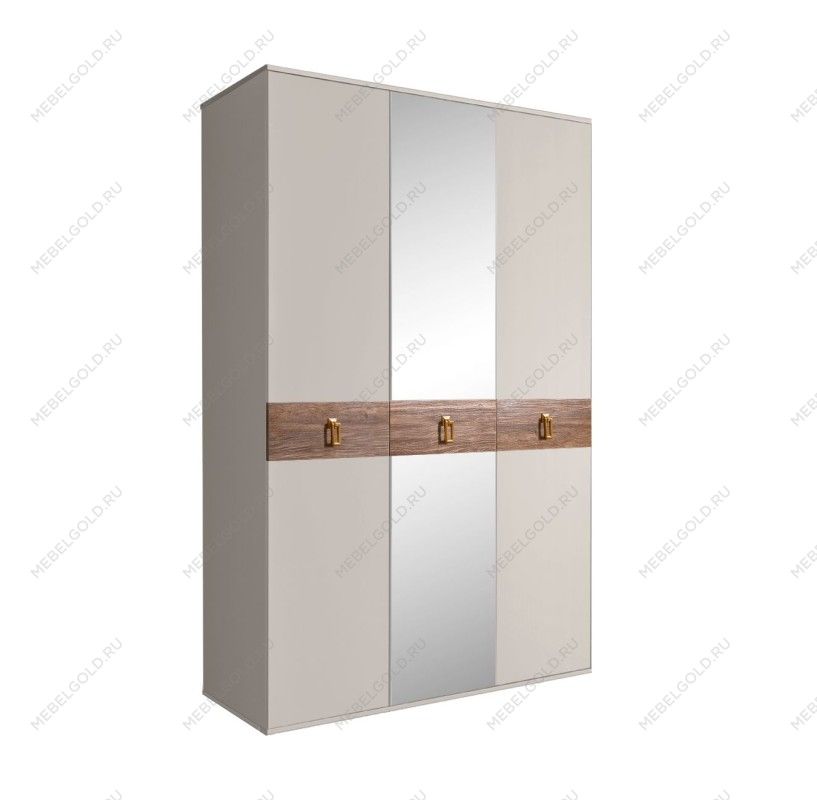 Шкаф 3-х дверный с зеркалом Bogemia Wood Fa (Шелк/Золото) БМШ1/3(Wo)