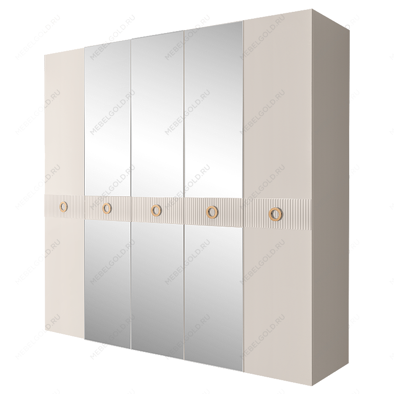Шкаф 5-ти дв. с зеркалами Bogemia Fillini (Слоновая кость/Золото) БМШ1/5(Fi)