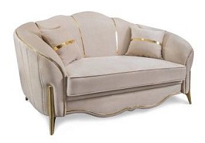 Диван Лара 2х местный бежевый золото