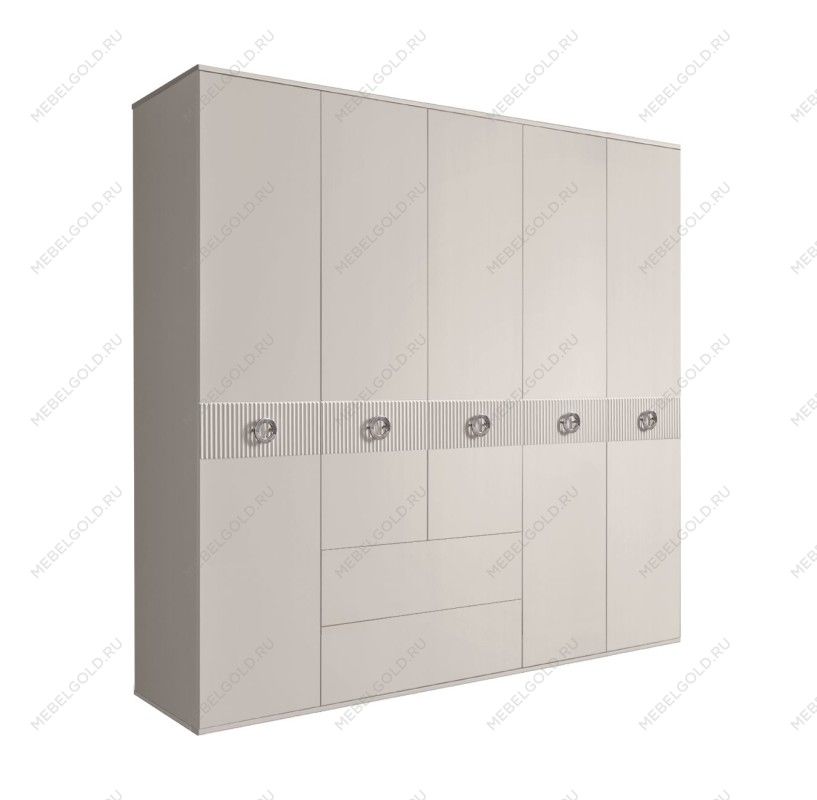 Шкаф 5-ти дверный с ящиками, Bogemia Fillini (Шелк/Хром) БМШ2/51(Fi)