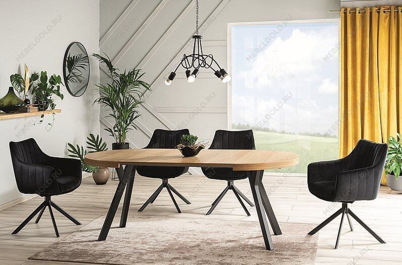 Стол обеденный Signal DOMINGO раскладной (дуб натуральный/черный) | изображение 3