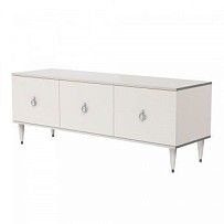 Тумба под телевизор (3 двери) Римини (Слоновая кость/Серебро) РМТ-2