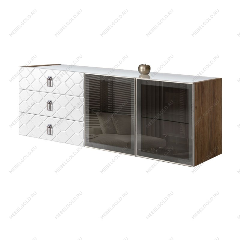 Комод 1.6м Bogemia Woodline Fly Fa (Белый) (Lakobel/Хром) БМКМ-4[5]