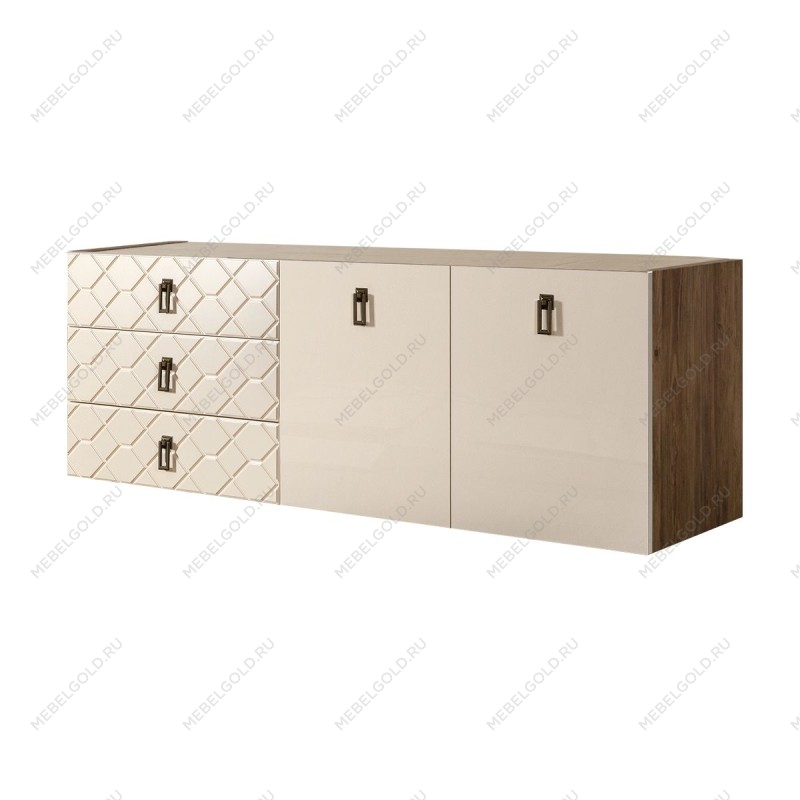 Комод 1.6м Bogemia Woodline Fly Fa (Слоновая кость) (Novabuk/Черный) БМКМ-4