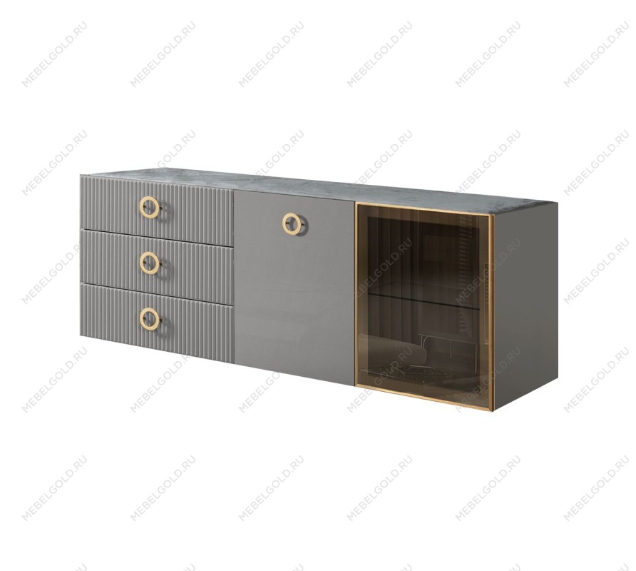 Комод 1.6м Bogemia Fly Fillini (Серый) (Novabuk/Золото) БМКМ-4[5][10]