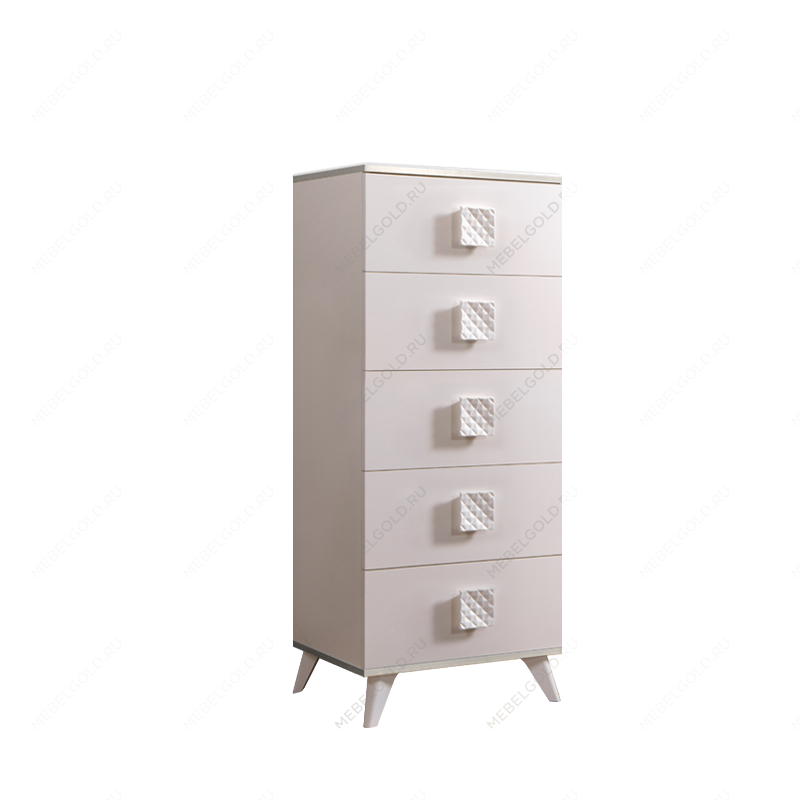 Комод узкий Диора слоновая кость/серебро ДКМ-2