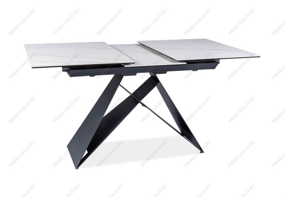 Стол обеденный Signal WESTIN SC раздвижной (эффект белого мрамора/черный мат)